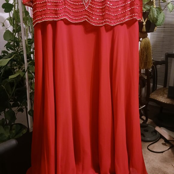 MAKE OFFER!! Tan-Chho 1xl silk beaded drop waist dress (fits as Large) - Picture 5 of 6